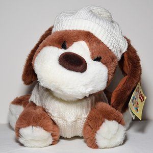 NWT Cuddle Love Viintage Plush Dog with Knit Hat + Sweater